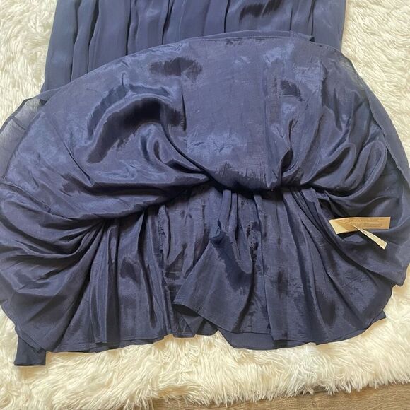 Massimo Dutti Maxi Dress Bridesmaid Flowy Lightweight Sleeveless Size XS Navy Bl - Picture 9 of 15